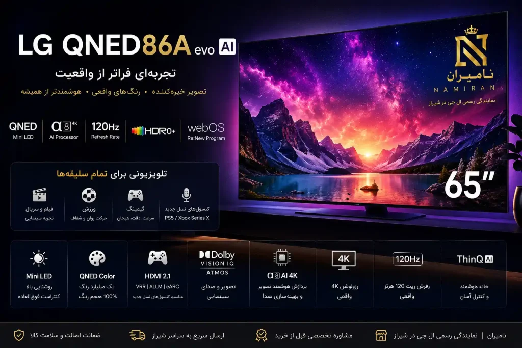 تلویزیون ال جی 65QNED86A 1 مشخصات تلویزیون ال جی کیوند86 a
